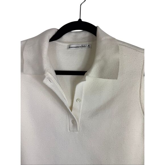 Abercrombie & Fitch LuxeLoft Sleeveless Notch-Neck Top Cream - Size M - Picture 2 of 4